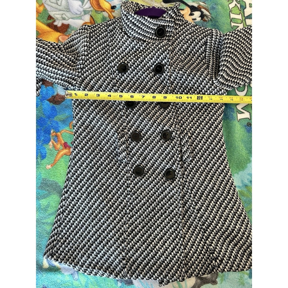 Vintage Amy Byer Pea Coat‎ Girls Black And White Double Breasted Size S NO BELT - Picture 10 of 10